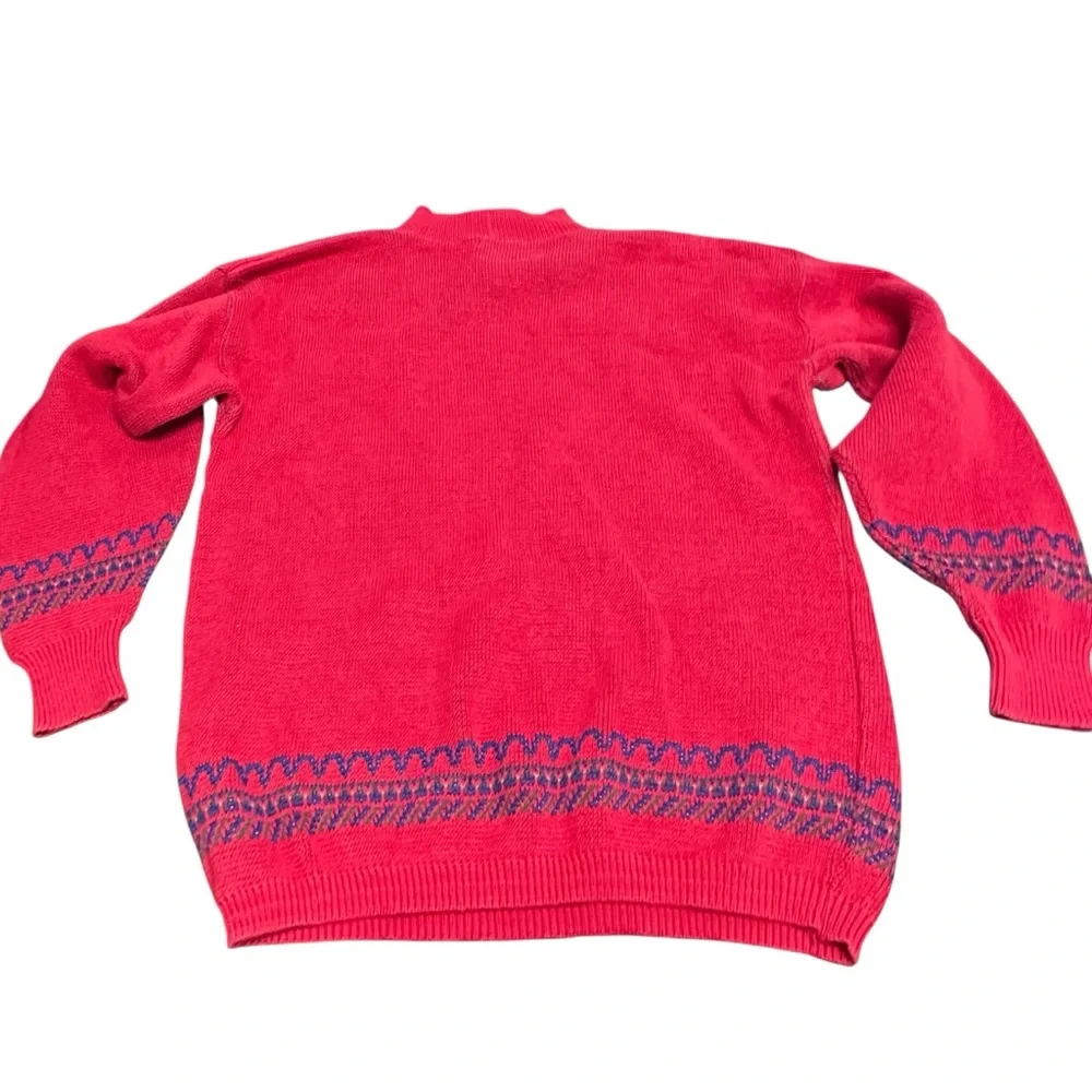Vintage Koret Bird Novelty Sweater Red Graphic Knit Made‎ in USA Large